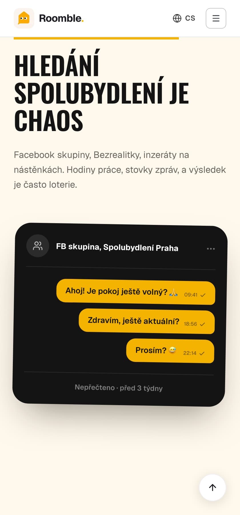 Web Roomble na mobilu
