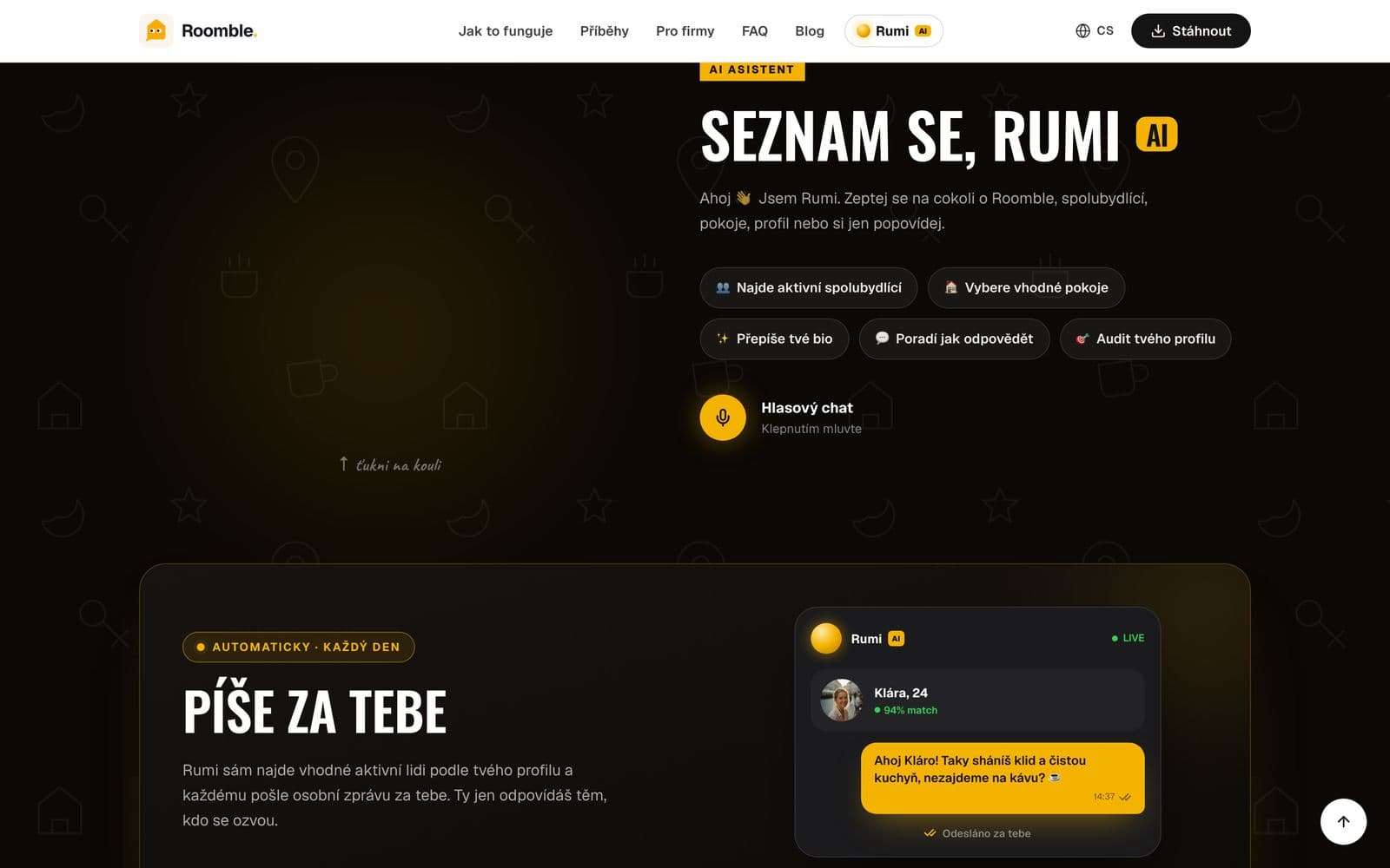 Asistent Rumi na webu Roomble