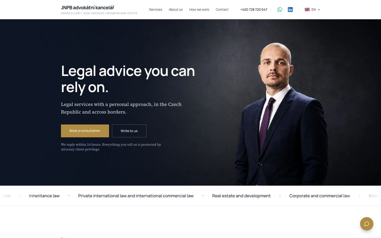 Home page of the JNPB law firm website